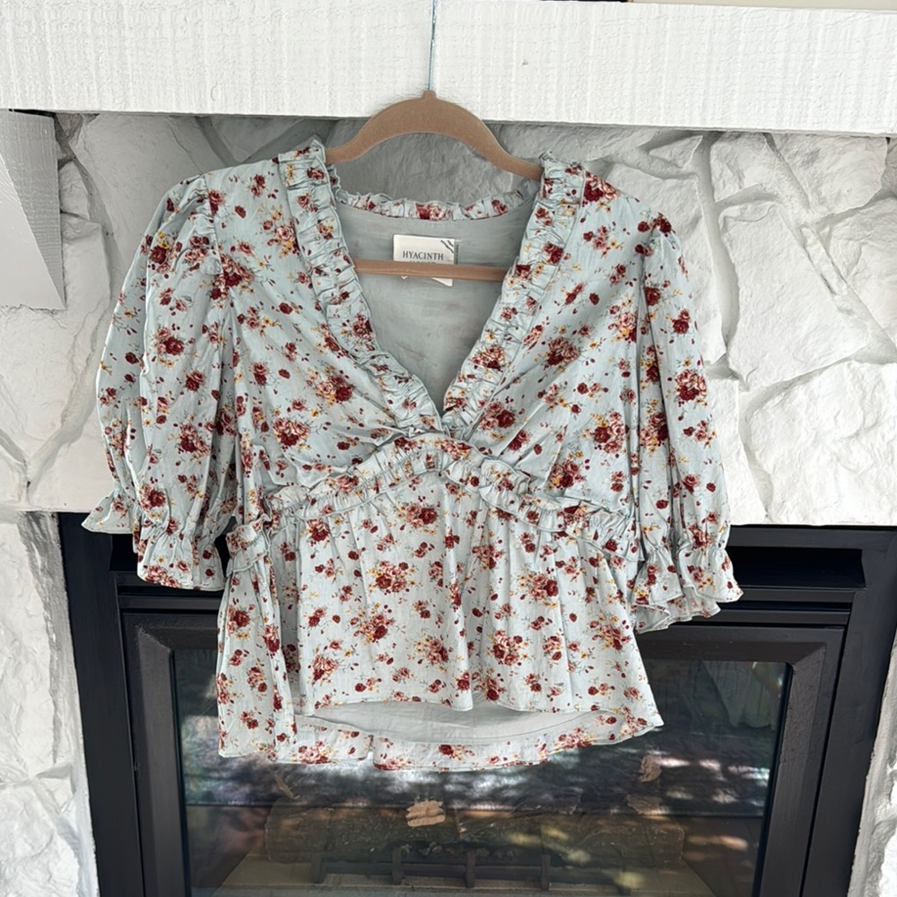 Tuckernuck Hyacinth House Peplum Blouse with Sailor Collar